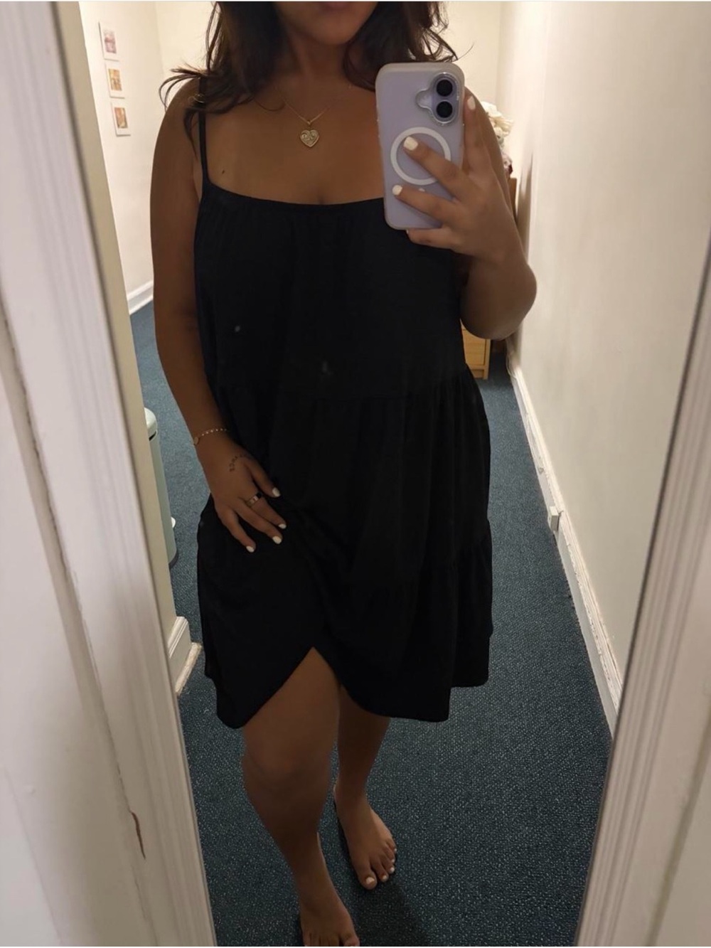 Primark Black Spaghetti Strap Tiered Mini Dress